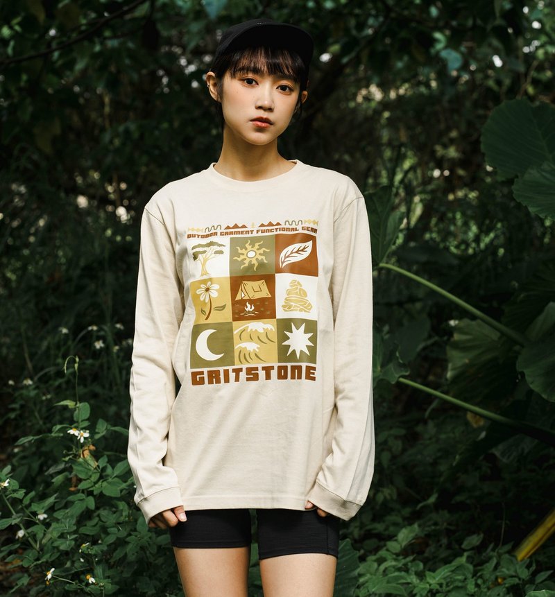 GRITSTONE_ Wanderpatch 復古長袖Tee 純棉 薄長袖 長上衣 薄長T - 男 T 恤 - 棉．麻 卡其色