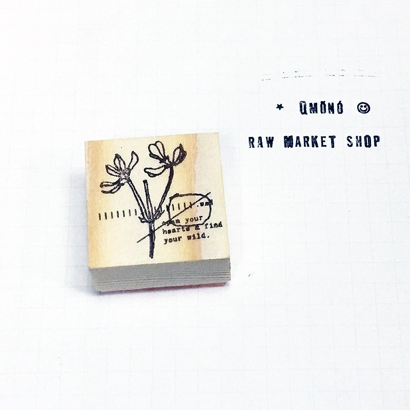 Raw Market Shop Wooden Stamp【Floral Series No.196】 - Stamps & Stamp Pads - Wood Khaki