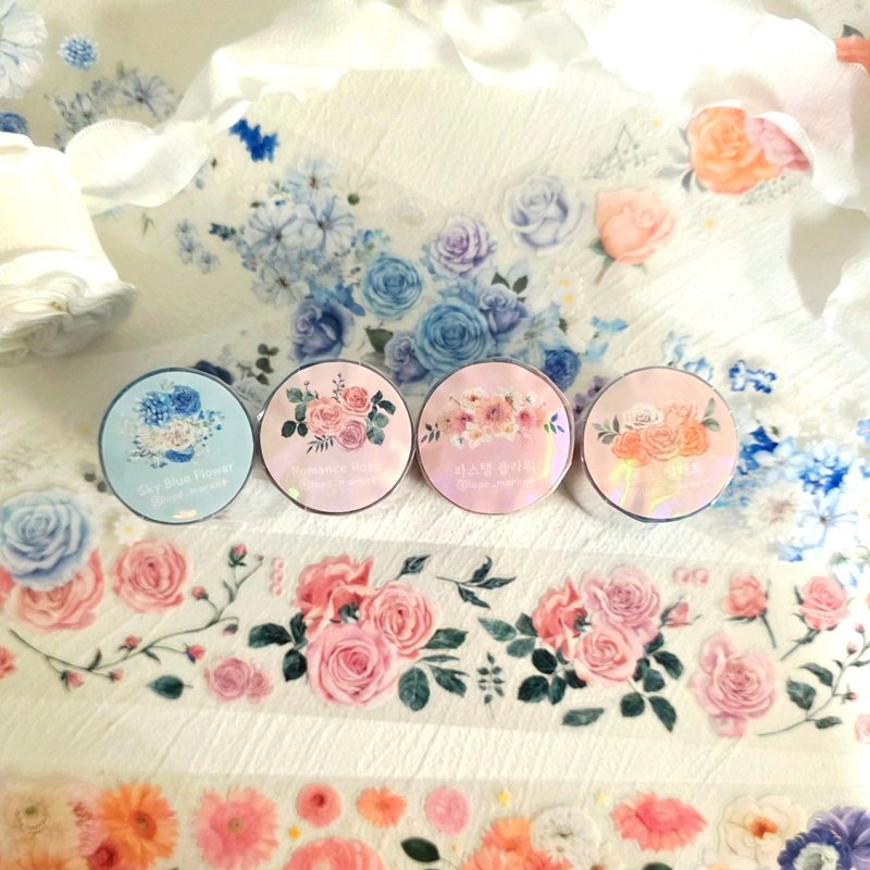 10% Off Set_Kiss-Cut Masking Tape_Full Roll Set of 4 A – Light & Romantic Mood - 紙膠帶/和紙/PET - 其他材質 
