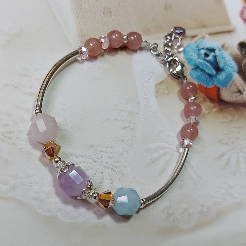 天使夢想水晶手環 // 紫玉髓 I 馬粉晶 I 海藍寶手鏈 I - 手鍊/手環 - 寶石 透明