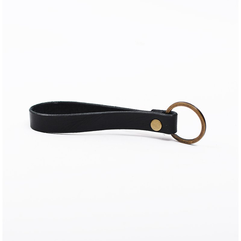 your name. Leather Charm Keyring (Black) - Keychains - Genuine Leather Black