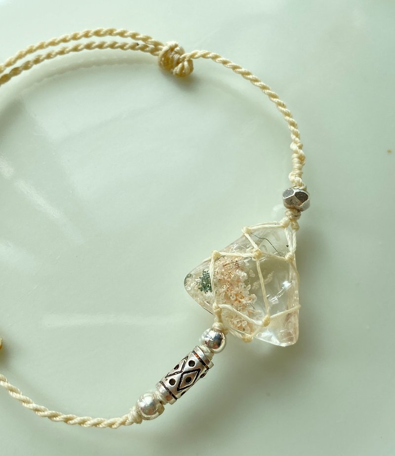White Ghost Crystal Woven Bracelet Wax Wire Woven - Bracelets - Semi-Precious Stones White