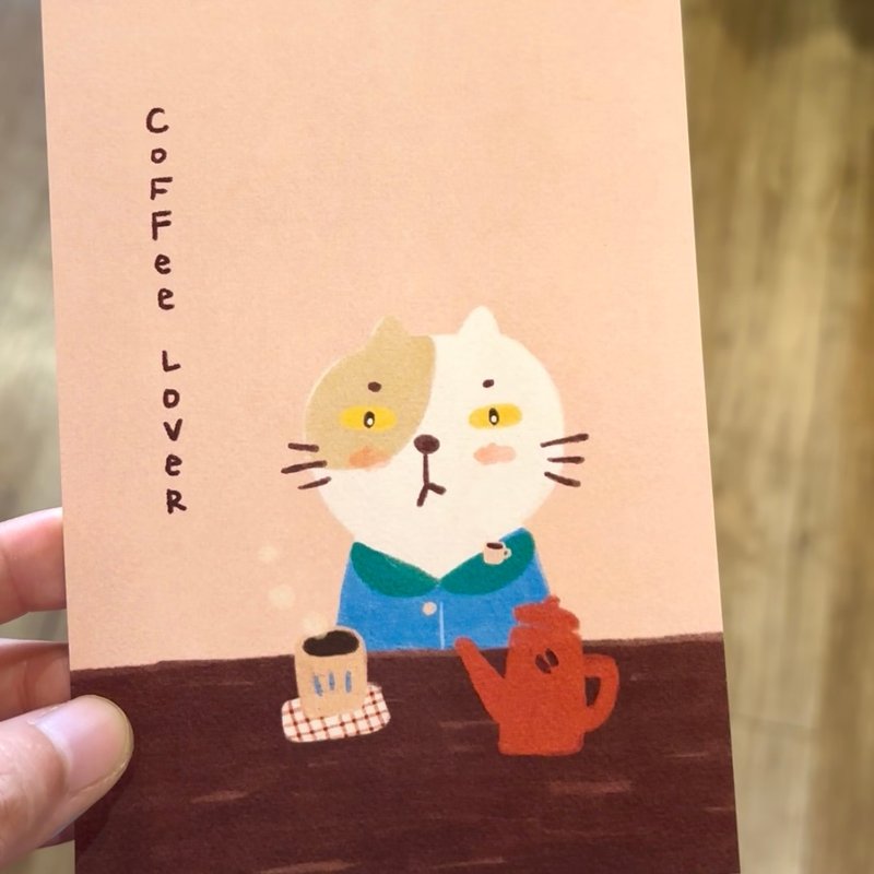 咖啡貓貓 - 心意卡/卡片 - 紙 粉紅色