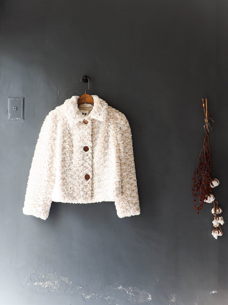 Hokkaido - Fukui apricot chiffon elegant woman antique coat jacket ancient shirt oversized vintage denim - Women's Casual & Functional Jackets - Cotton & Hemp White