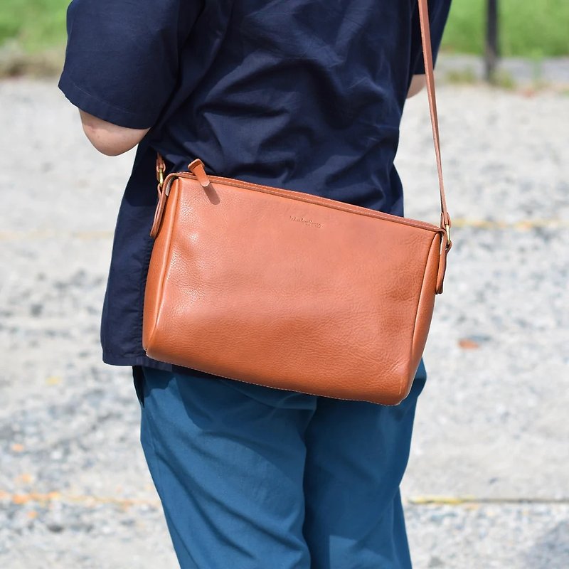 真皮 側背包/斜背包 橘色 - Shoulder Bag Crossbody Bag Shoulder Bag Leather Italian Leather Leather