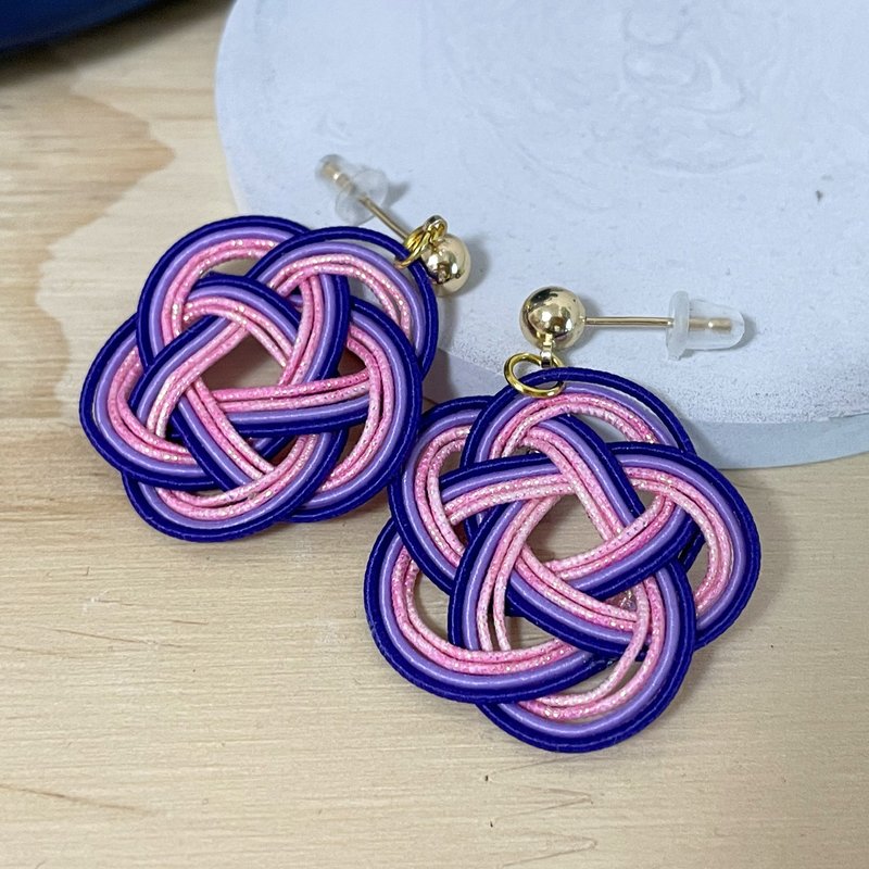 深紫粉色相間金線仙人掌花朵耳環 - 耳環/耳夾/耳骨夾 - 絲．絹 