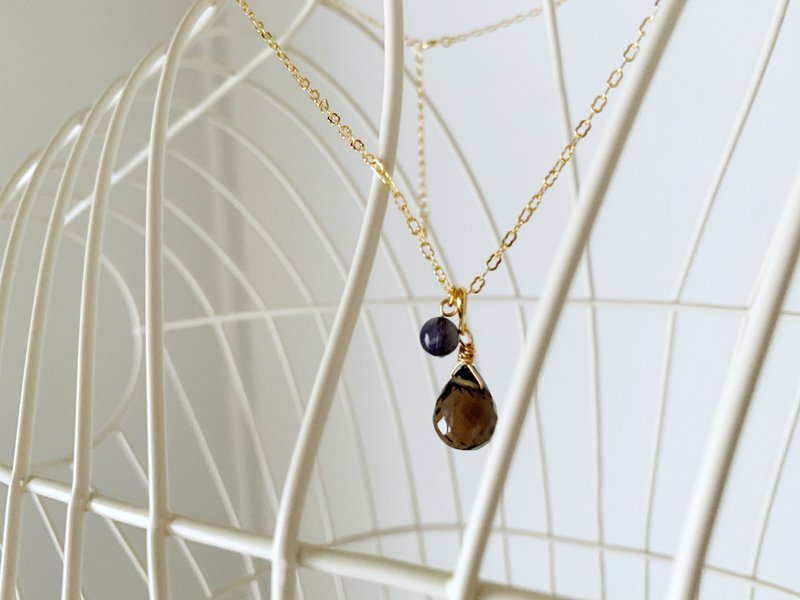 Smoky Quartz and Iolite Necklace - Necklaces - Semi-Precious Stones Brown