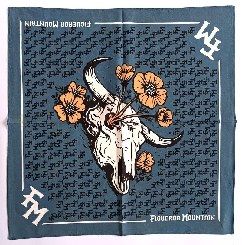 Blue Bandana, 22 x 22.5 inches, Figueroa Mountain, Holliday Gift - 絲巾 - 棉．麻 藍色