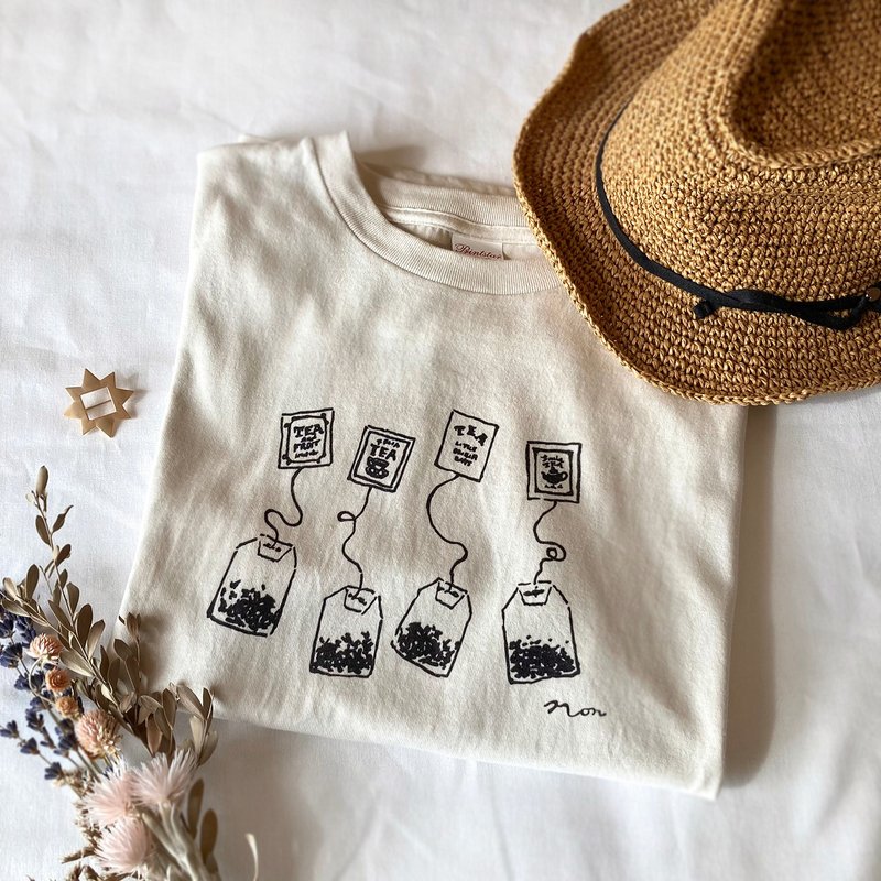 Tea-shirt　紅茶ティーバッグTシャツ - 女 T 恤 - 棉．麻 白色