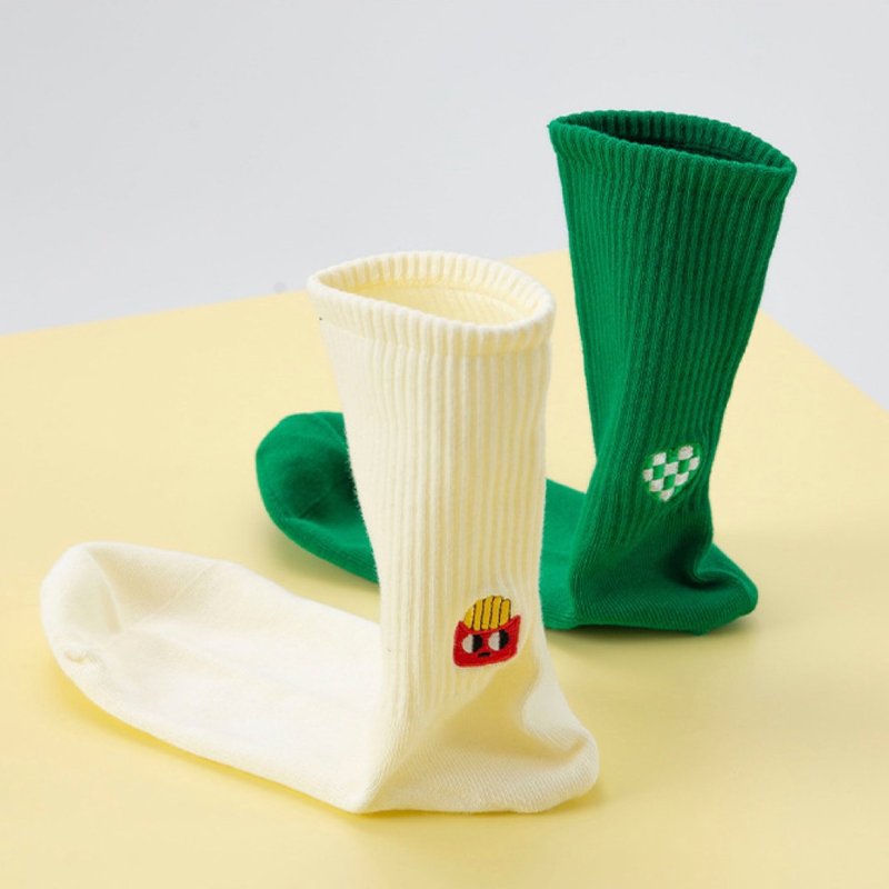 HM French Fries King's Love Women's Tube Socks in 2 Colors - Socks - Cotton & Hemp Green