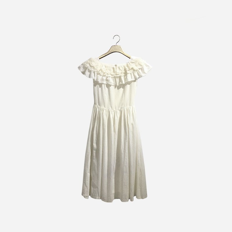 Dislocation vintage / white lace dress no.1412 vintage - ชุดเดรส - ผ้าฝ้าย/ผ้าลินิน 