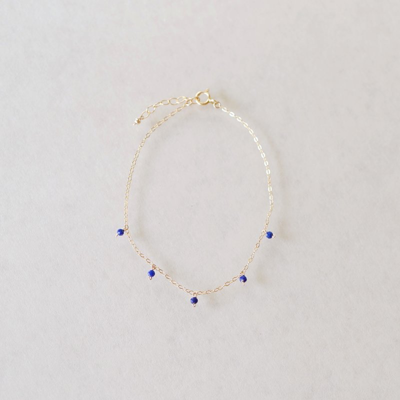 14kgf tiny lapis lazuli dot bracelet - Bracelets - Other Metals Blue