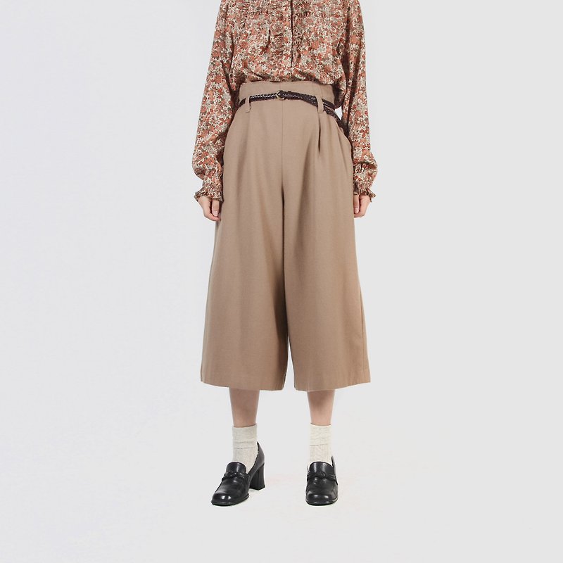 [Egg plant ancient] mushroom hill high waist wool vintage wide pants - Women's Pants - Wool 