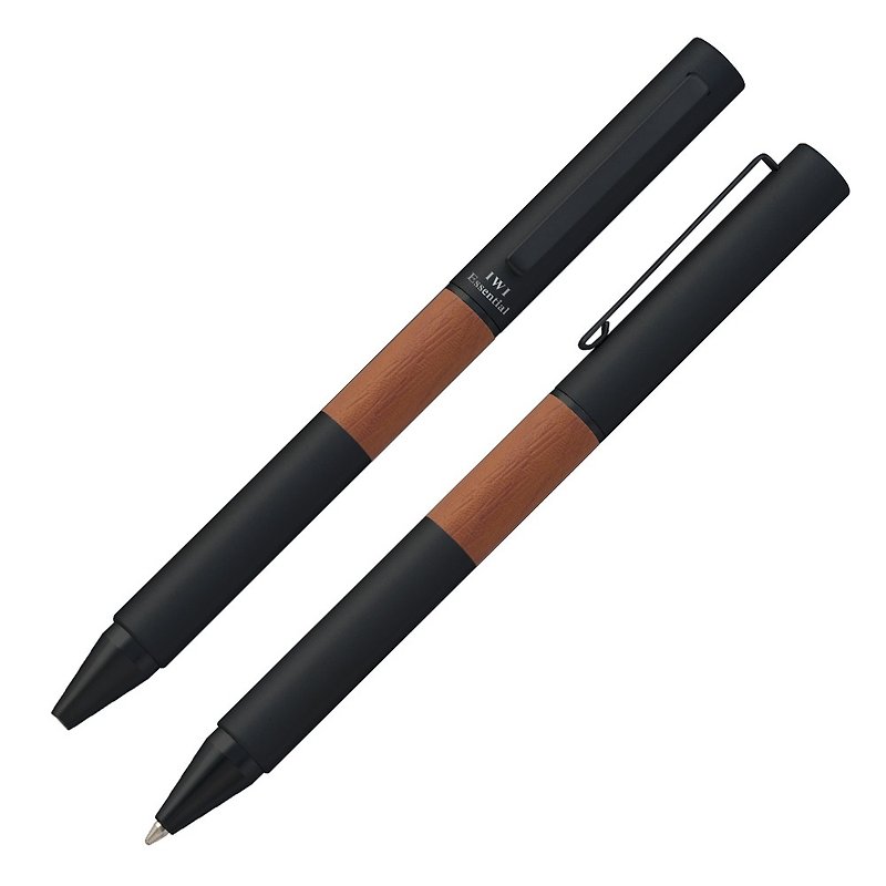 [IWI]Essential Basic Series 0.7mm Black Oily Ball Pen - Brown Imitation Woodgrain - ปากกา - โลหะ 