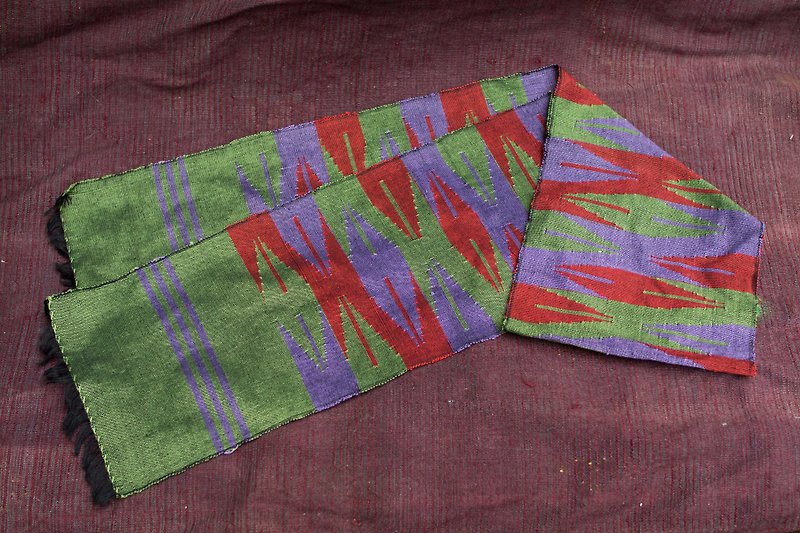 EARTH.er │DHAKA SCARF Nepal pattern scarf # 06│ :: Hong Kong original design brand :: - Scarves - Cotton & Hemp Green