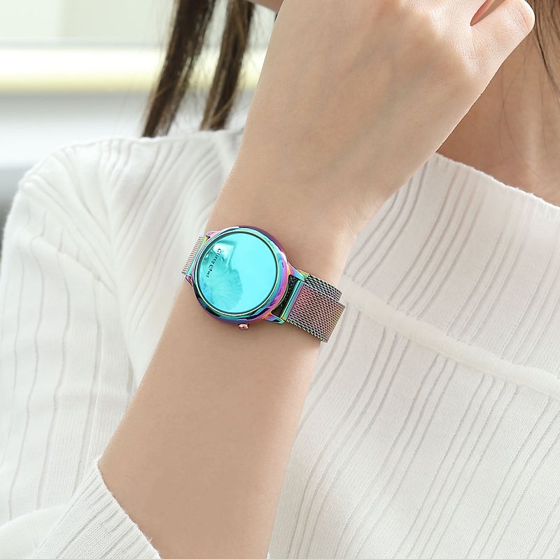 THE BUBBLE コレクション - LED虹色メッキステンレス鋼腕時計