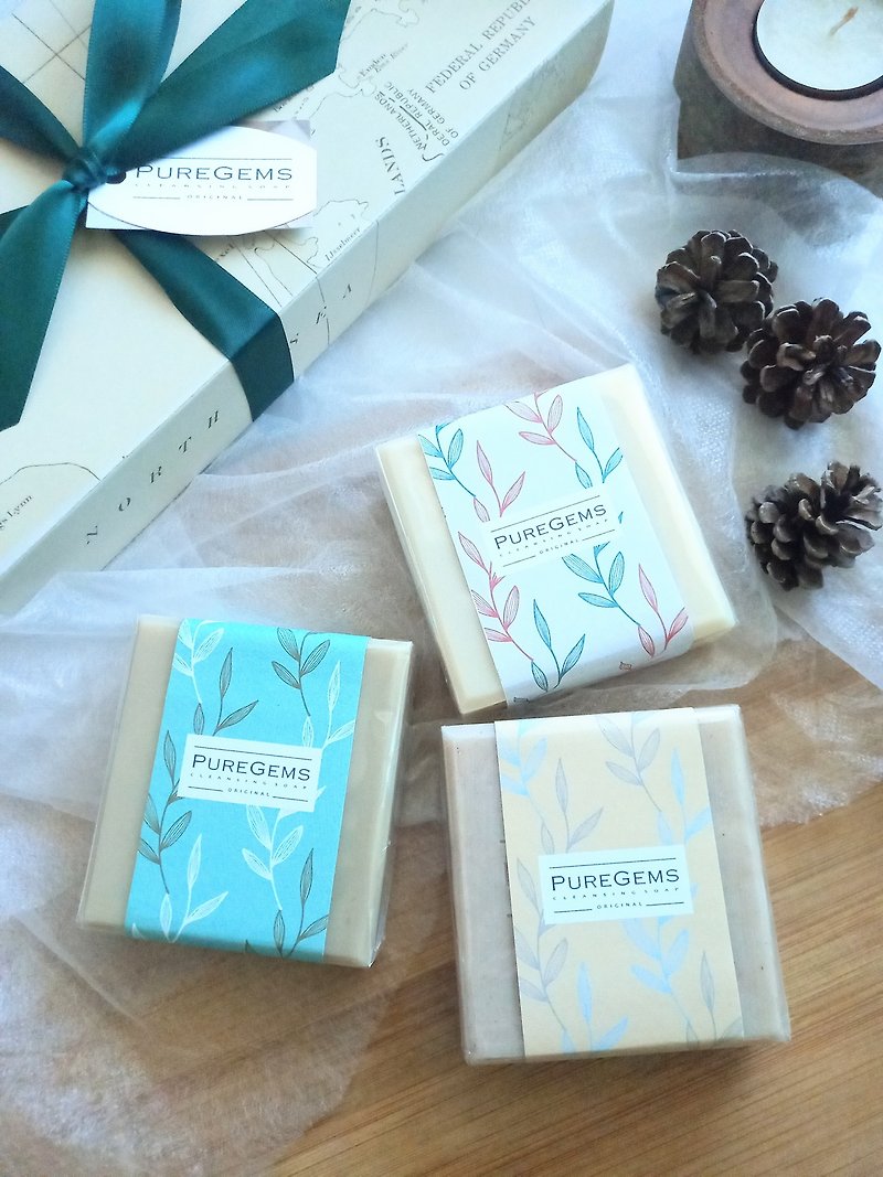 PUREGEMS. Sailing. Handmade gift box set (3 pieces per set) - Soap - Other Materials Blue