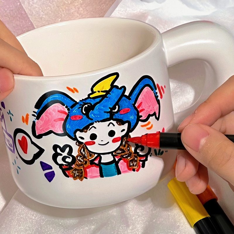 【客製化禮物】手繪Q版人像 馬克杯 情侶對杯 盤子套裝 生日禮物 - 咖啡杯/馬克杯 - 陶 