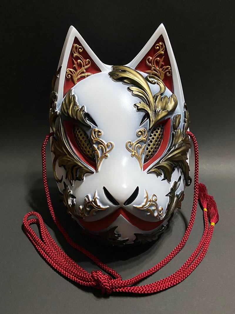 Fox Mask Gothic Ver. (White) - Face Masks - Plastic Silver