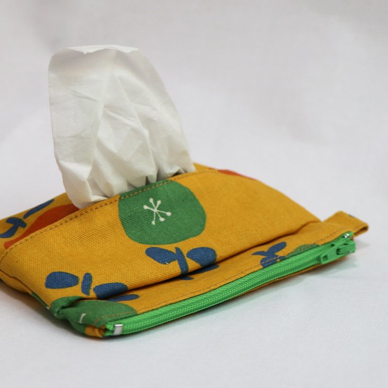 【 MY HANDMADE 】面紙/收納 兩用化妝包 l 日本棉布 l - 化妝包/收納袋 - 棉．麻 橘色