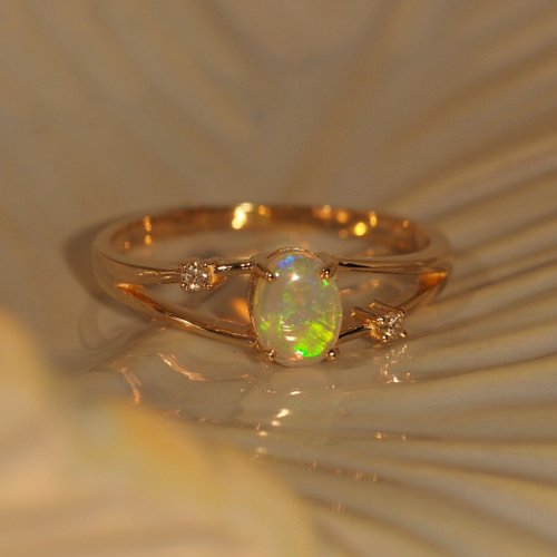 IRIZA Jewellery 14K金雙蛋白石戒指14K Gold Opal Ring Double