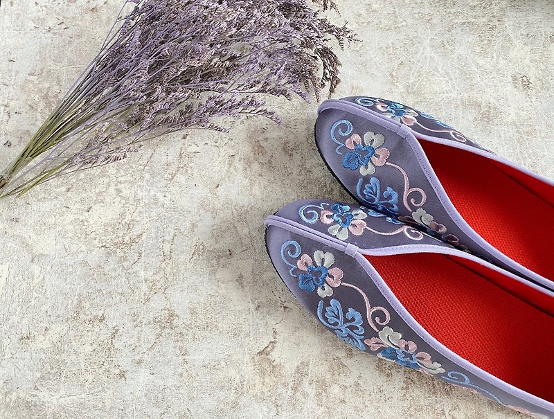 Hezhang Shoes - Pattern (Purple) - Mary Jane Shoes & Ballet Shoes - Cotton & Hemp Purple