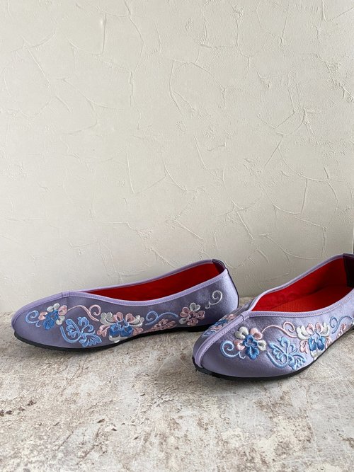 チャイナシューズ / 刺繍靴 / むらさき - ショップ 小花園