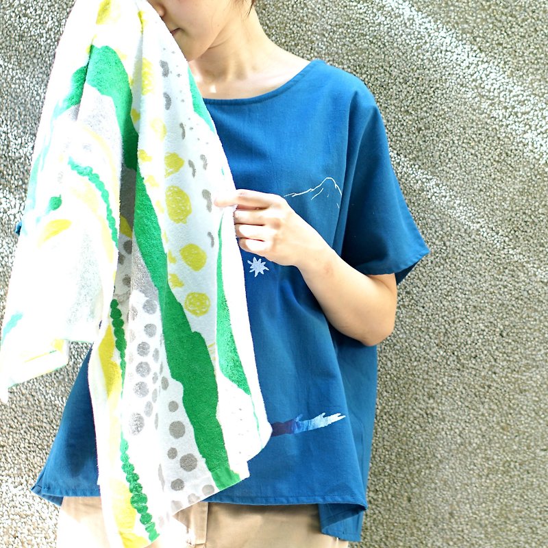小狗星球純棉軟軟毛巾 綠黃橫款 - 毛巾浴巾 - 棉．麻 綠色