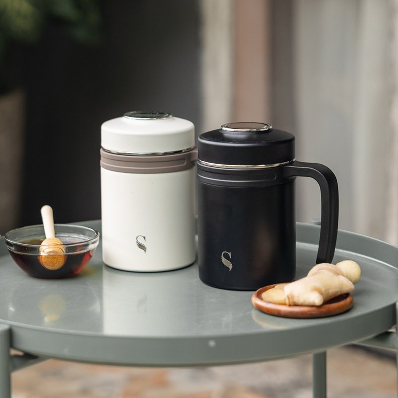 【SWANZ】LUMI Ceramic Insulated Mug (420ml with Tea Infuser, Available in Two Colors) - กระบอกน้ำร้อน - ดินเผา หลากหลายสี