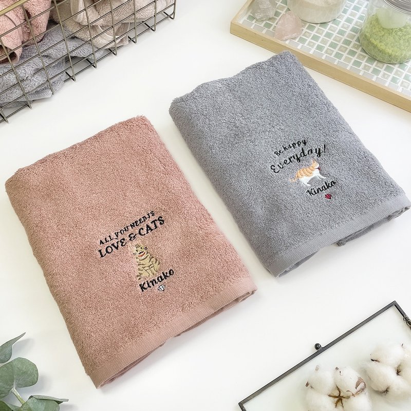 Personalized Tabby Cat Imabari Face Towel - Towels - Cotton & Hemp White