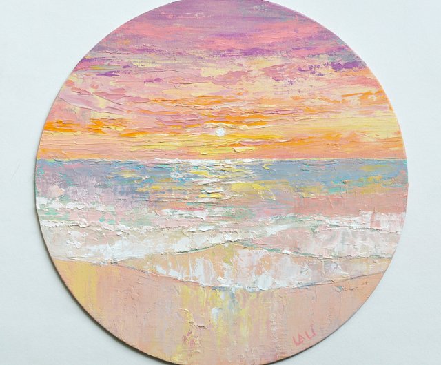 オリジナルの油絵 海の絵 海辺の絵 海の風景画 海 24x24cm