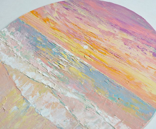 オリジナルの油絵 海の絵 海辺の絵 海の風景画 海 24x24cm