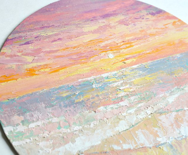 オリジナルの油絵 海の絵 海辺の絵 海の風景画 海 24x24cm