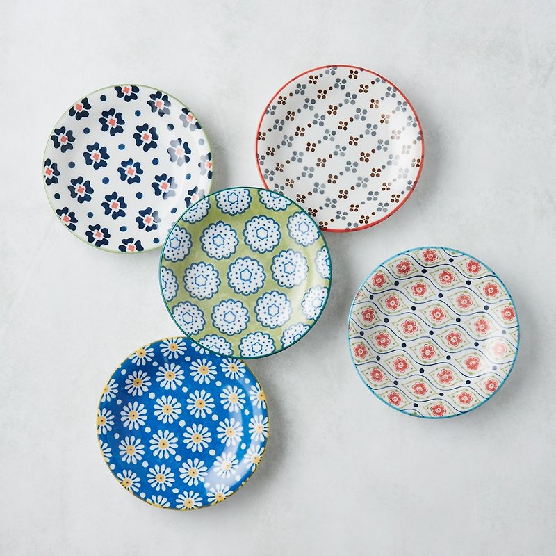 Minoyaki - Gorgeous Pastel Plate - Gift Box Set (5 Pieces) – 16.5cm - Plates & Trays - Porcelain Multicolor