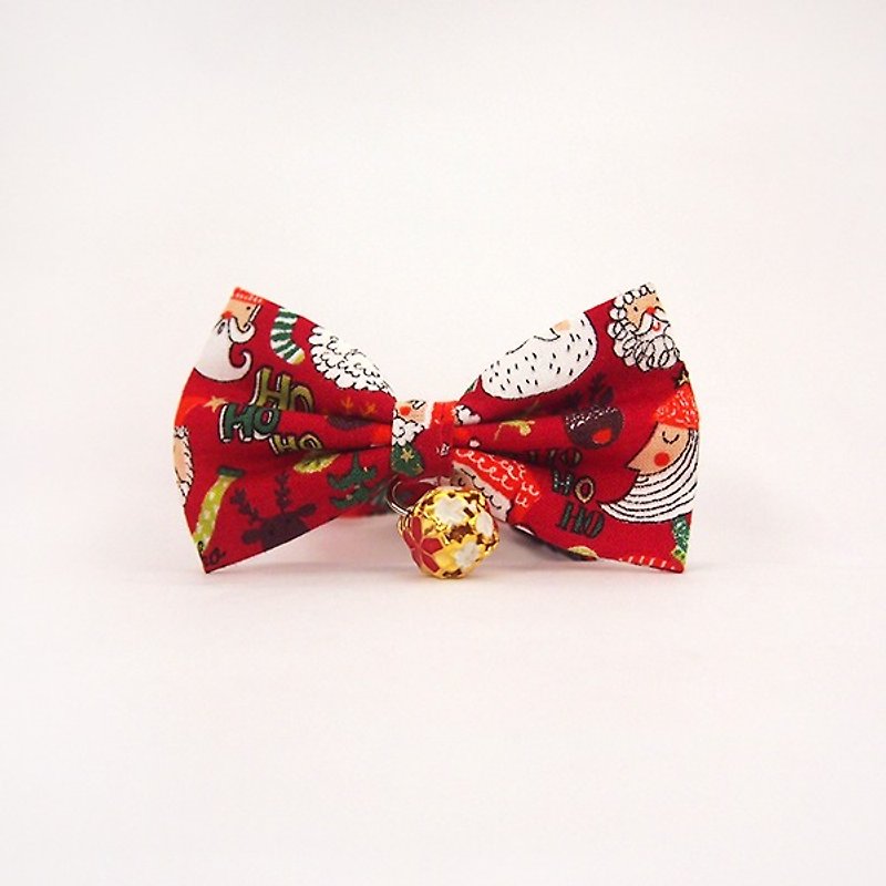 Christmas Party Kicking Bowknot Pet Decoration Collar Cat Small Dog Mini Dog - Collars & Leashes - Cotton & Hemp Red