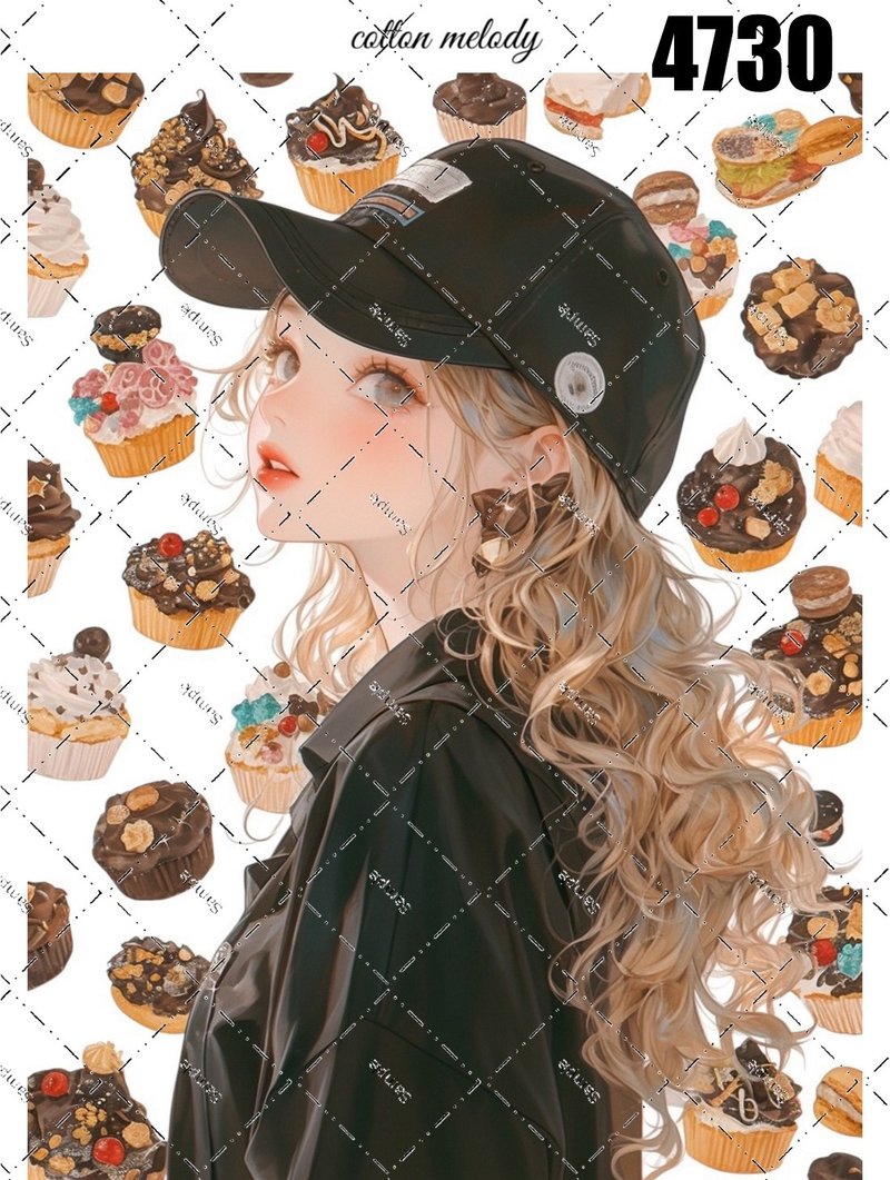 original sticker no.4730 人物ステッカー オリジナルステッカー オリジナル人物ステッカー 装飾ステッカー cotton melody - 貼紙 - 紙 
