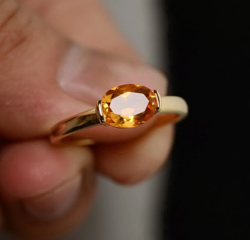 Genuine yellow sapphier ring silver sterling size 7 free resize - 戒指 - 純銀 黃色