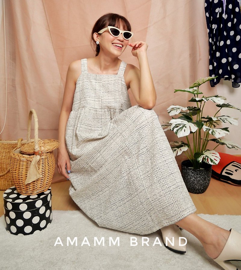 Embroidery Cotton Linen maxi dress - One Piece Dresses - Cotton & Hemp Khaki
