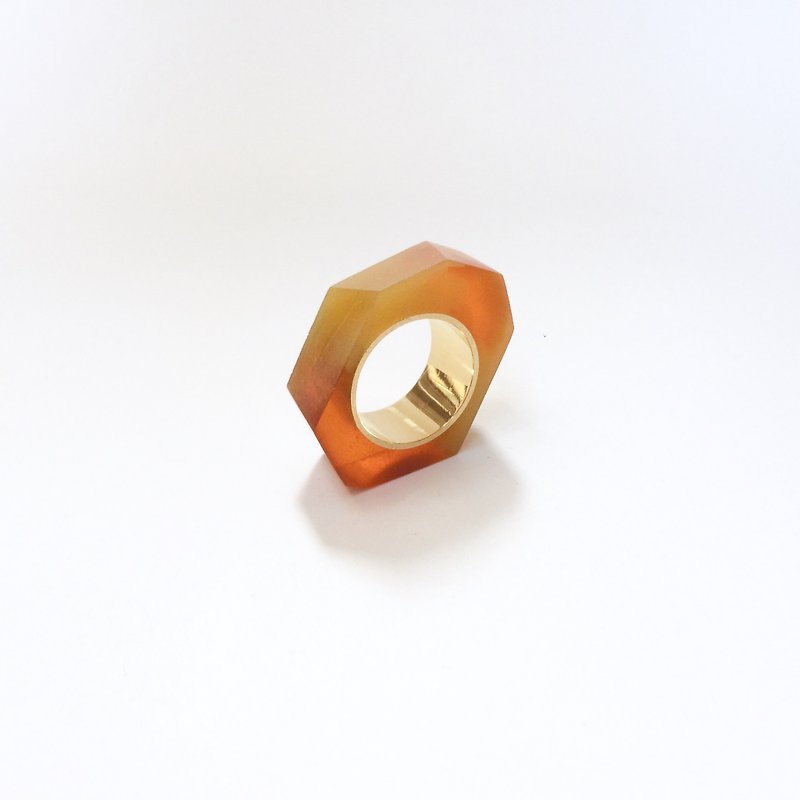 PRISMリング　ゴールド・イエローブラウン - 戒指 - 樹脂 黃色