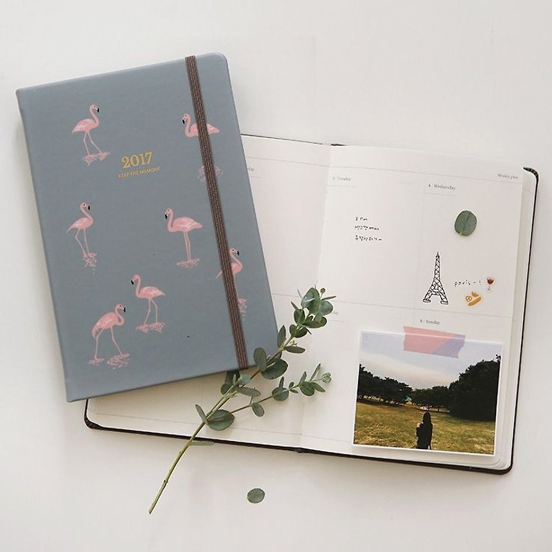 PDA calendar -2017 memories aging diary -04 flamingo, E2D45056 - Notebooks & Journals - Paper Blue