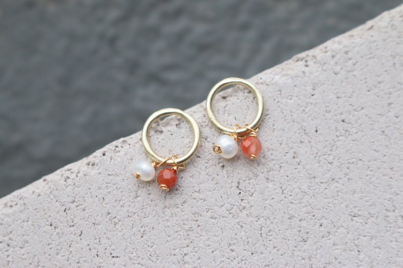 30% off at the end of the year, Pearl South Red Bronze Earrings 1132-Dali Jinbei - ต่างหู - เครื่องเพชรพลอย สีแดง