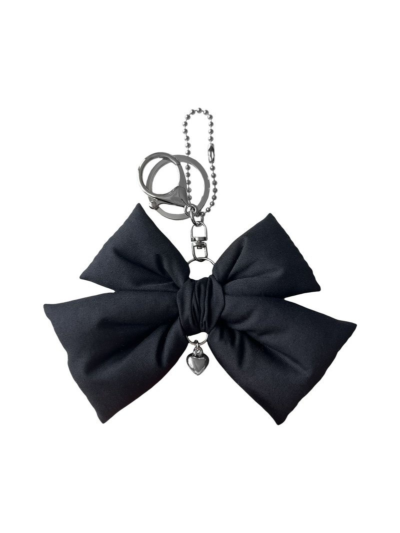 double ribbon keyring_black - 鑰匙圈/鑰匙包 - 其他人造纖維 黑色