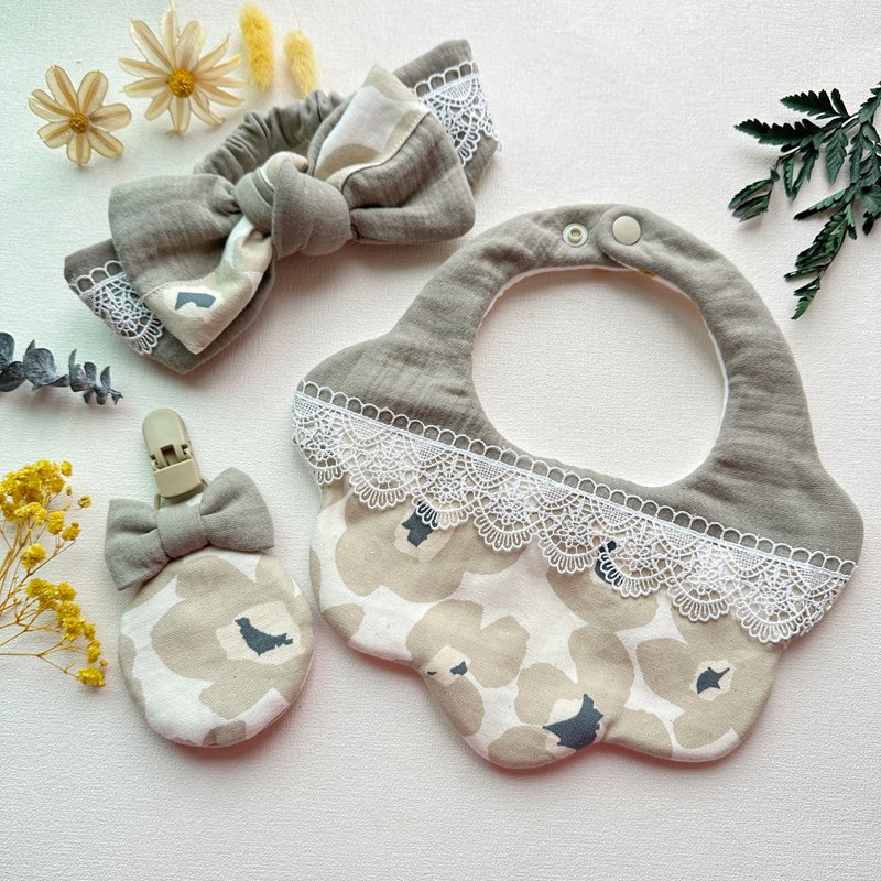 Japanese floral cloth/newborn gift box/lace flower pocket/bow peace blessing bag/bow headband - ของขวัญวันครบรอบ - ผ้าฝ้าย/ผ้าลินิน หลากหลายสี