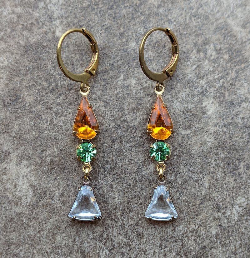 Vintage Glass Drop Earrings - ต่างหู - แก้ว 