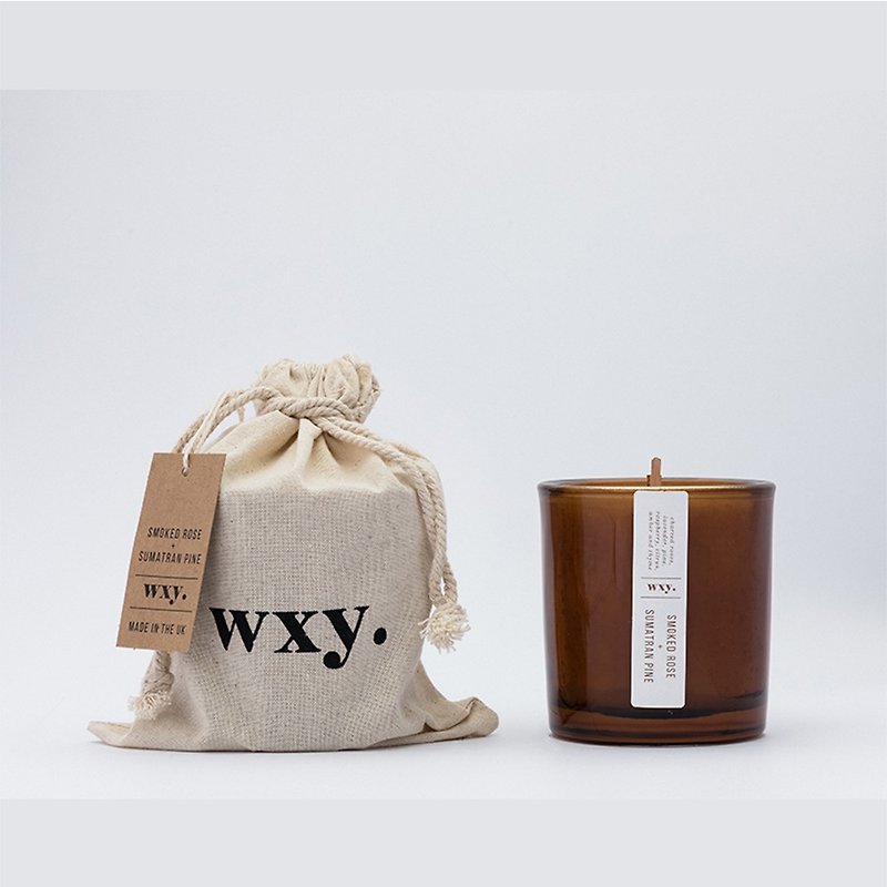 wxy Amber Mini Candle- Smoked Rose + Sumatran Pine /5oz - Candles & Candle Holders - Glass Brown