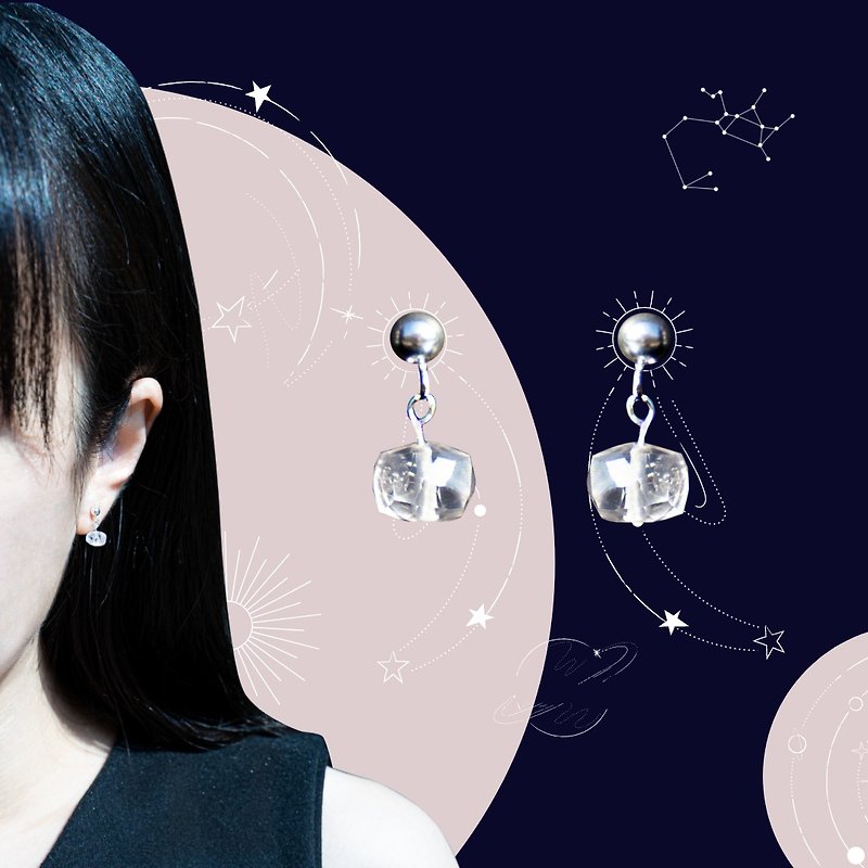 925純銀水晶耳環 -12星座女生誕生石【 人馬座 の 粉水晶 】 - 耳環/耳夾 - 純銀 粉紅色
