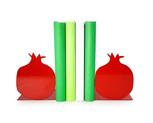 Design Atelier Article Red Metal Bookends Pomegranates