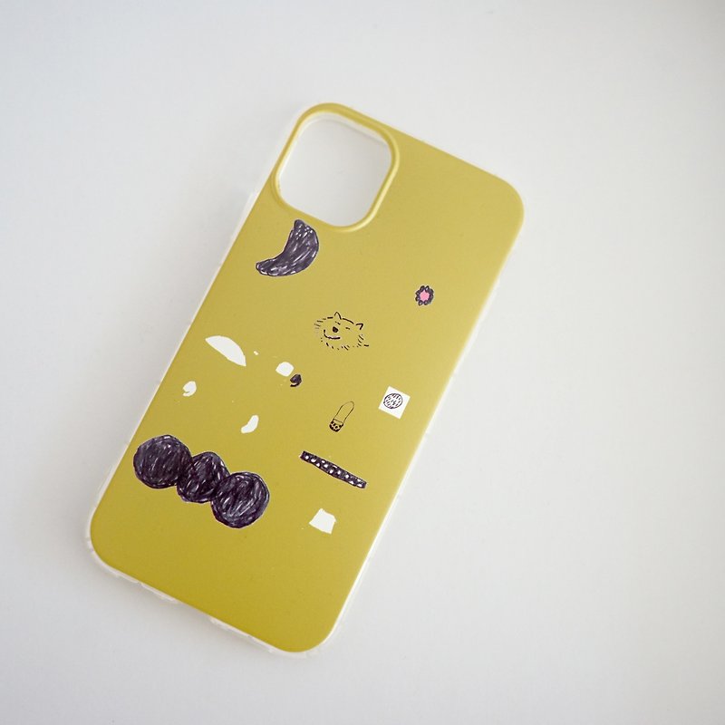Good night my dog phone case print texture soft shell mustard yellow iphone 13 - เคส/ซองมือถือ - ยาง สีกากี