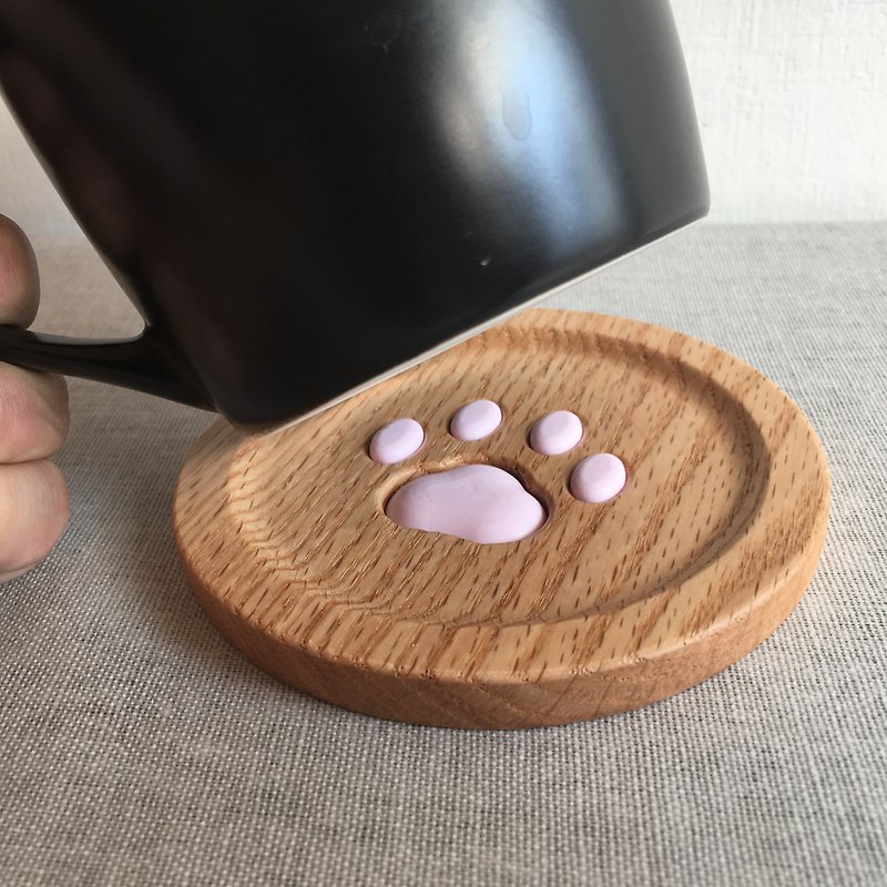 Paw's Meatball Coaster  solid wood - Coasters - Wood Pink
