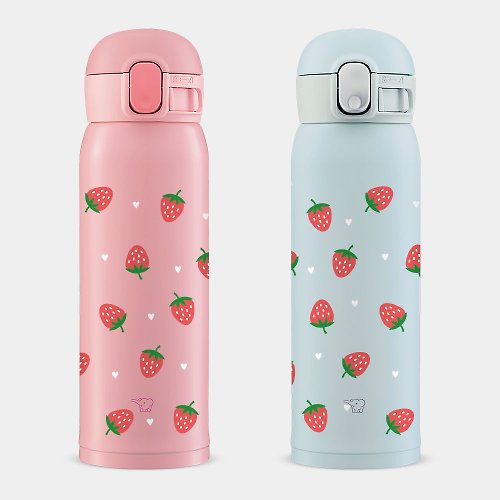 PIXO.STYLE 禮物推薦 草莓愛心 strawberry 象印 彈蓋不鏽鋼 保溫瓶 PU030